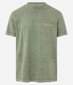 Camiseta Comfort em Algodão Estonada com Estampa Lettering