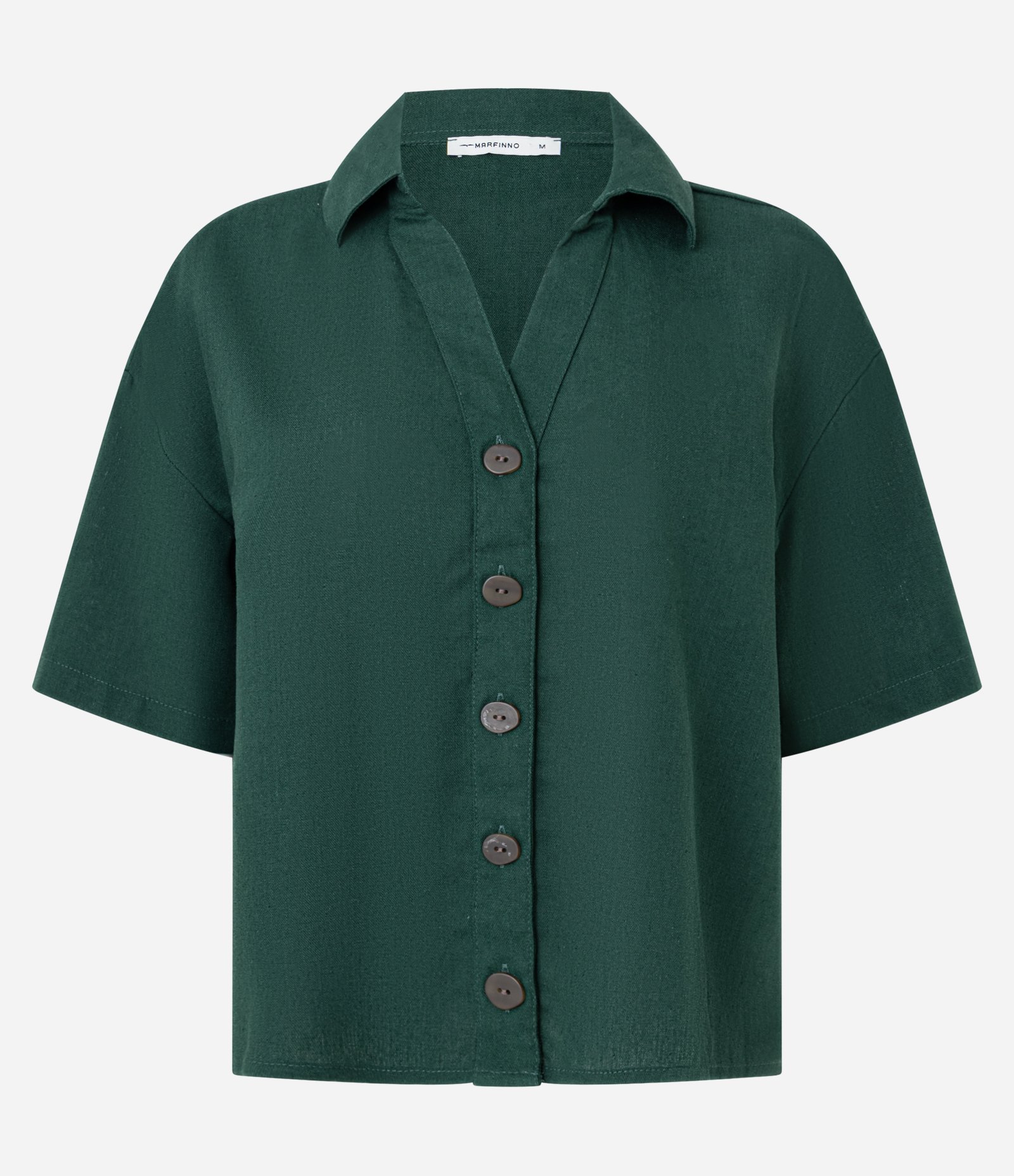 Camisa em Viscolinho com Abotoamento Frontal Verde 5