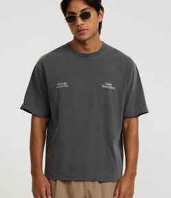 Camiseta Boxy em Algodão Estonada com Estampa Lettering United Victory