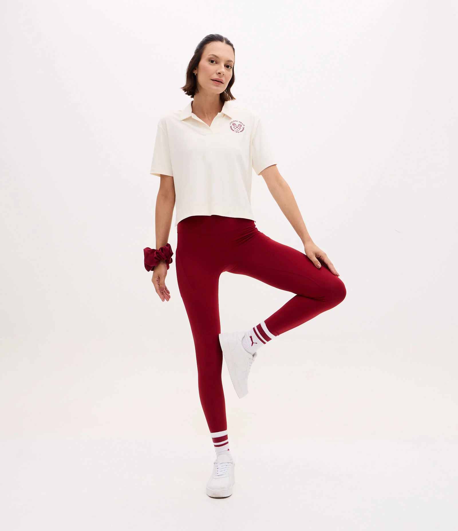 Camiseta Polo Esportiva em Poliamida com Bordado Athletic no Peito Rosa Claro 2