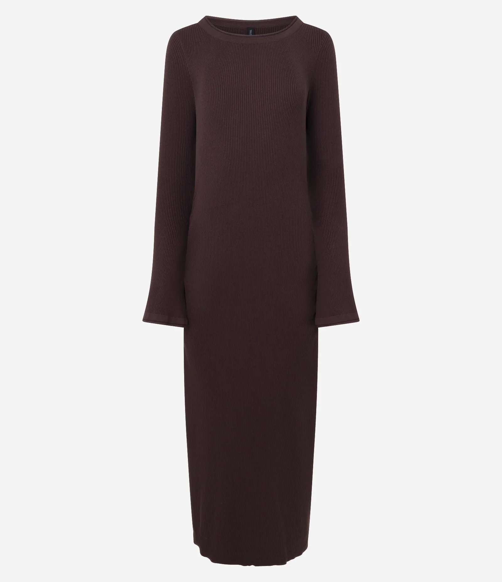 Vestido Midi em Tricô com Manga Evasê Marrom 5