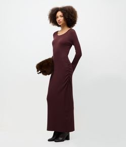Vestido Midi em Tricô com Manga Evasê