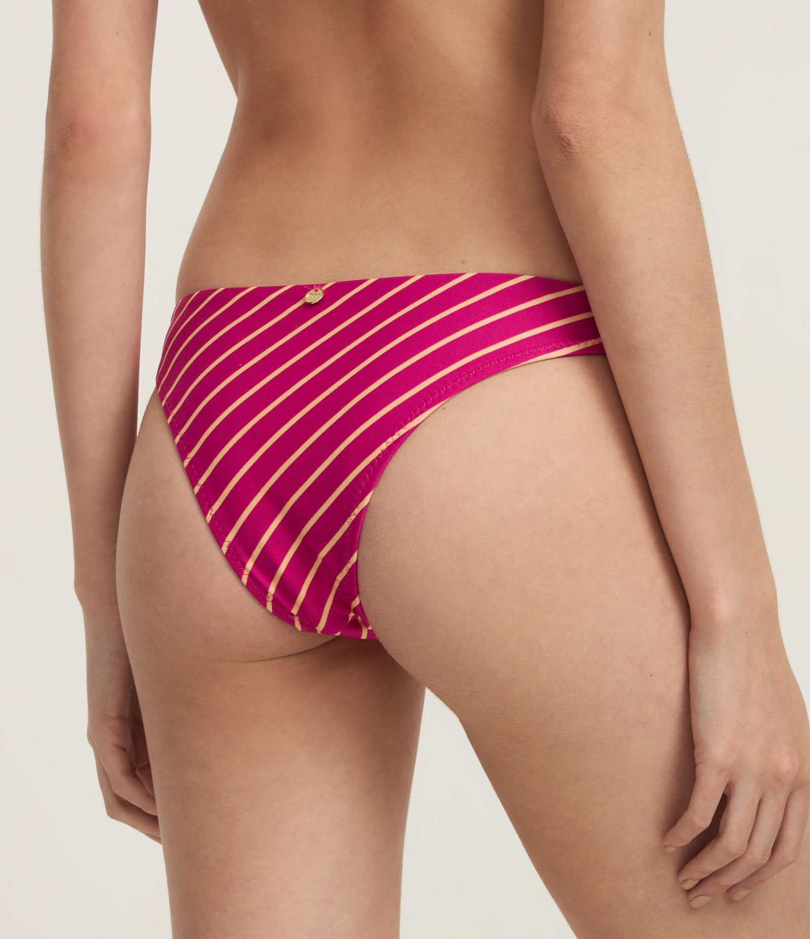 Biquini Bottom em Microfibra com Estampa Listrada Rosa 4