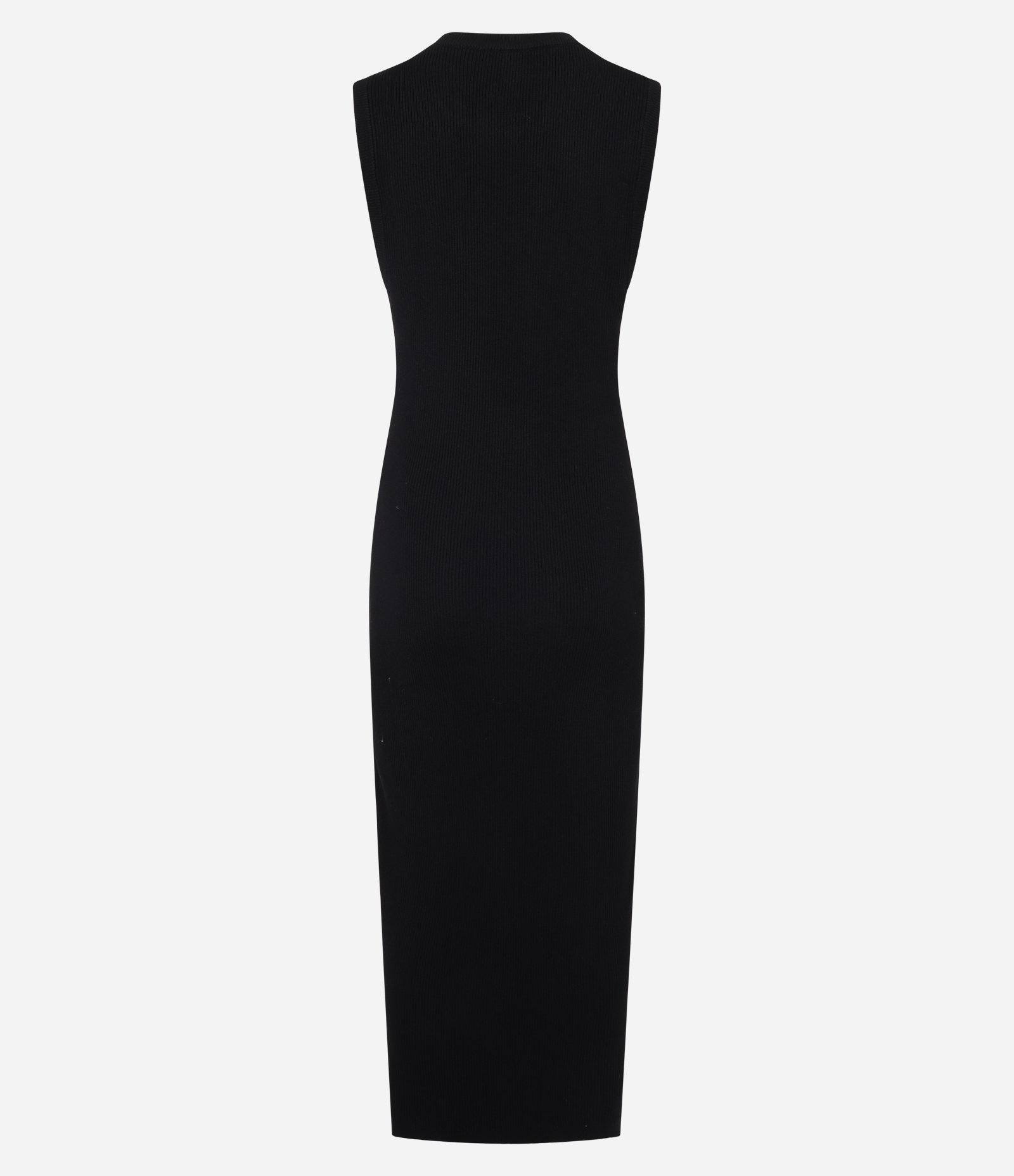 Vestido Longo em Tricô com Cintura Ajustada Preto 3