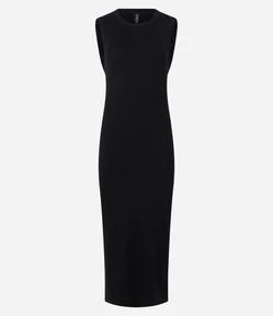 Vestido Longo em Tricô com Cintura Ajustada