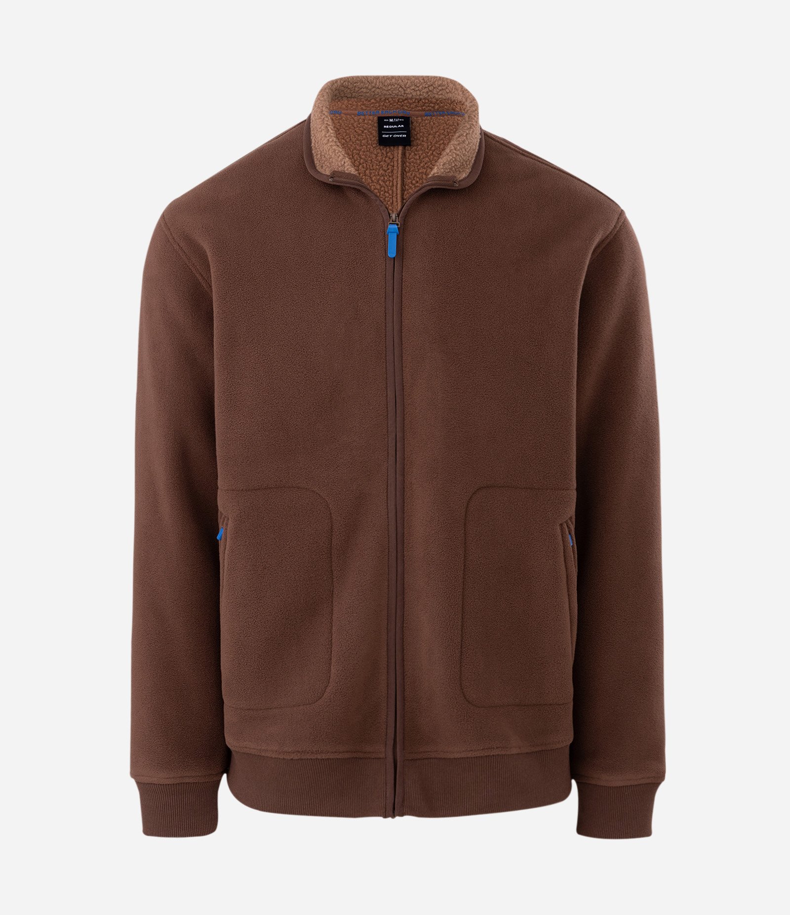 Blusão Aberto Liso com Sherpa Marrom 4