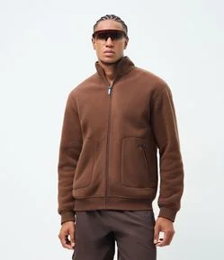 Blusão Aberto Liso com Sherpa
