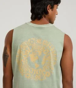 Regata Comfort em Algodão Estonada com Estampa Lettering Soul Body Mind