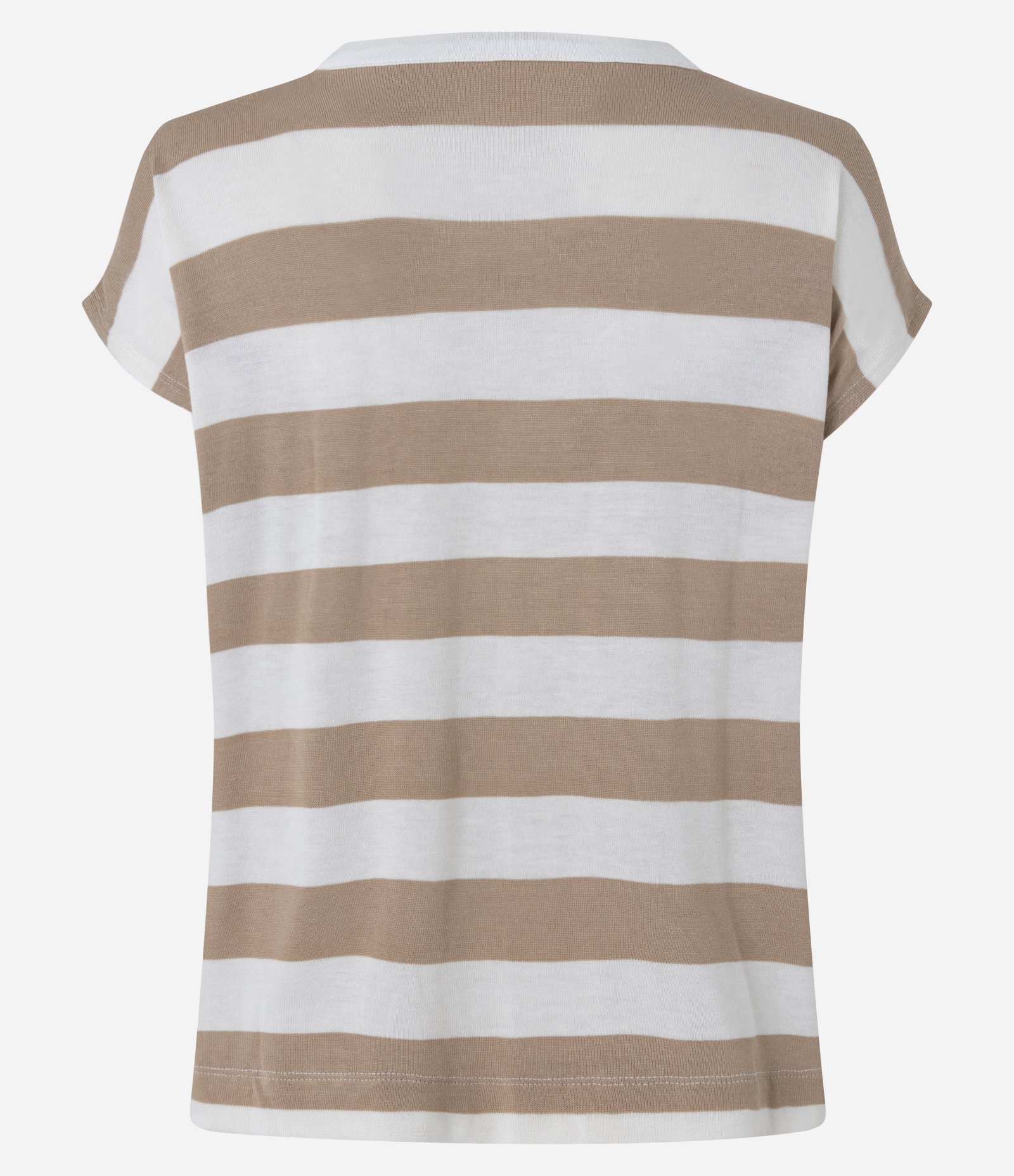 Blusa em Viscose com Listras Horizontais Largas Marrom/Off White 6