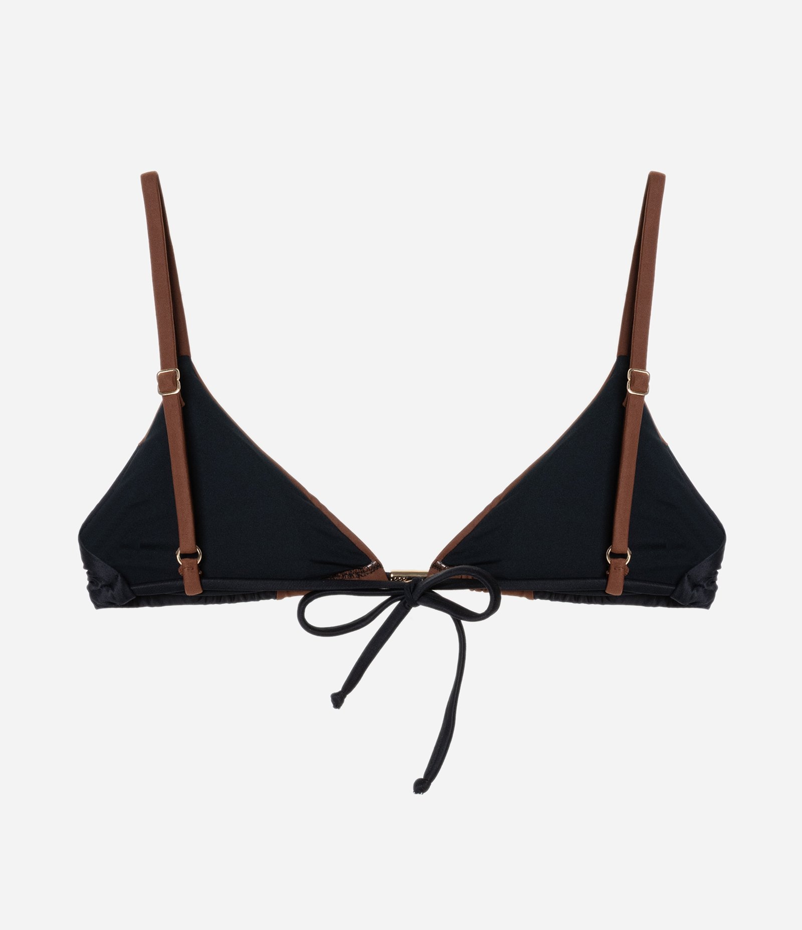 Biquíni Top Cortininha com Bojo Removível e Estampa Bloco de Cor Preto/Marrom 2