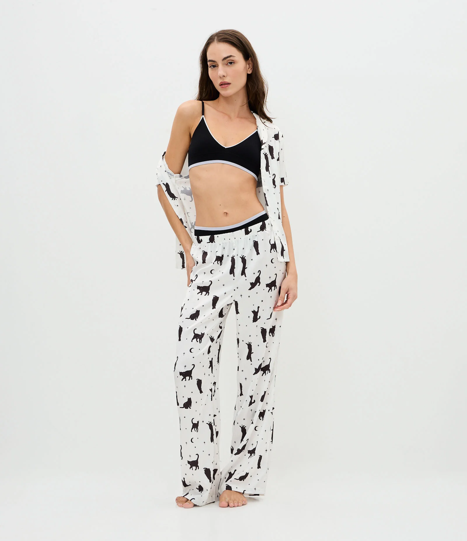 Sutiã Top Seamless Texturizado com Detalhe Contrastante Preto 2