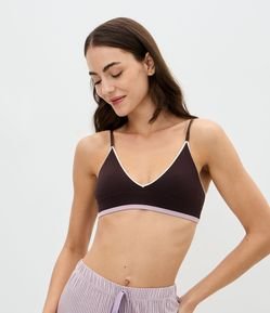 Sutiã Top Seamless Texturizado com Detalhe Contrastante