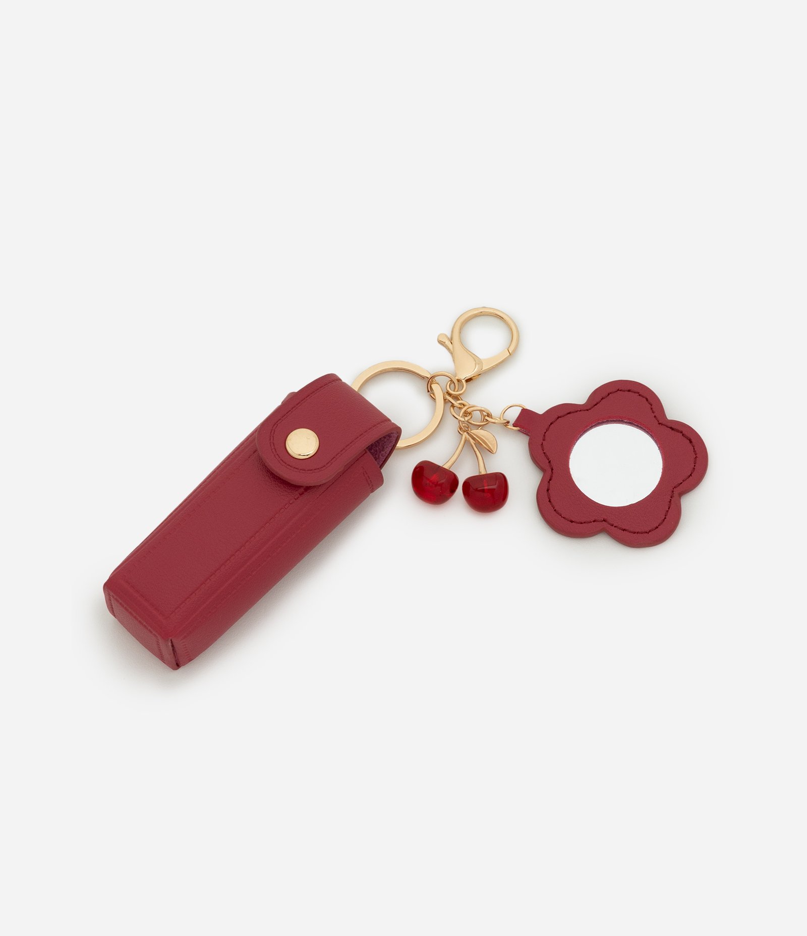 Porta Batom com Espelho e Chaveiro de Cereja Cherry Alchemia Vermelho 4