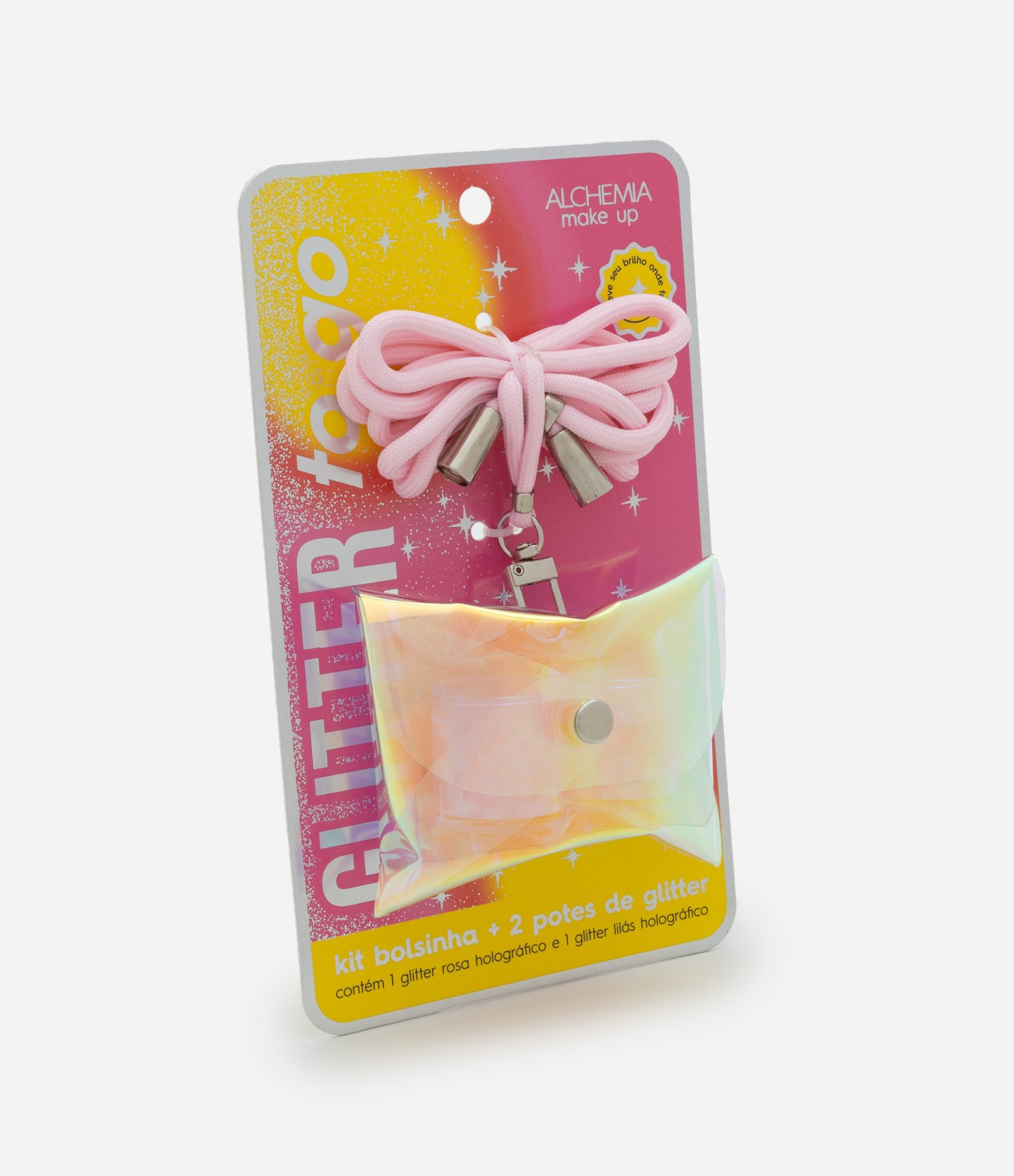 Kit com 2 Glitters Rosa e Lilás em Bolsinha com Corda Alchemia Colorido 1
