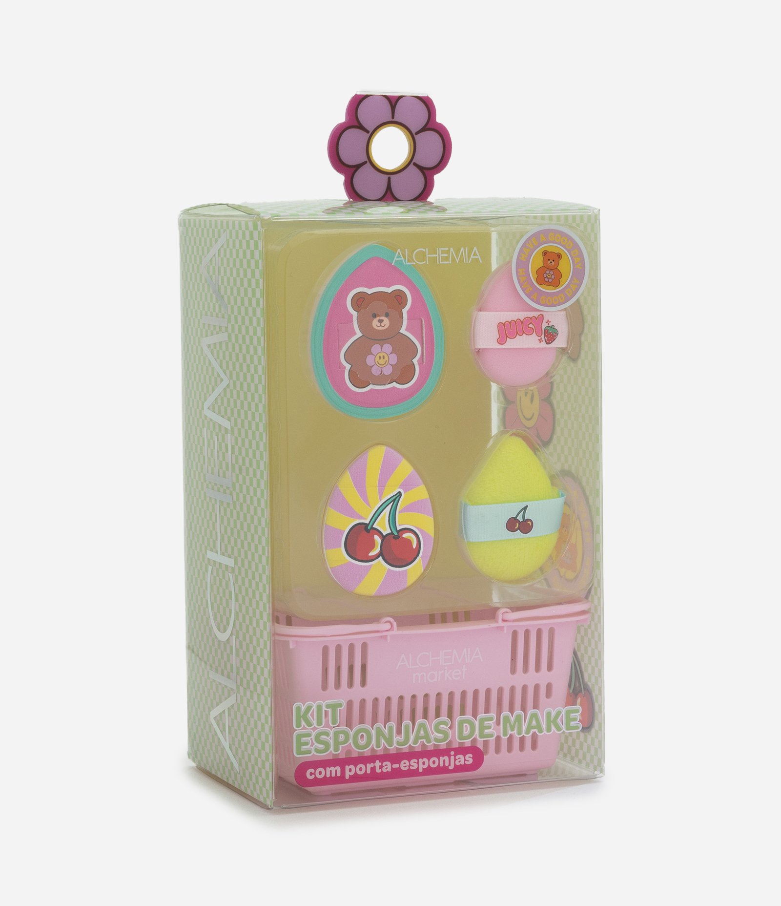 Kit com 4 Esponjas de Maquiagem com Cestinha Fun Alchemia Colorido 1