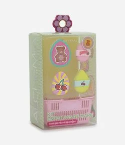 Kit com 4 Esponjas de Maquiagem com Cestinha Fun Alchemia