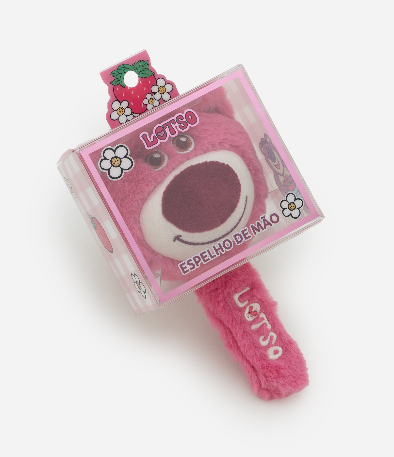 Espelho Alchemia com Cabo de Urso de Pelúcia Rosa 4