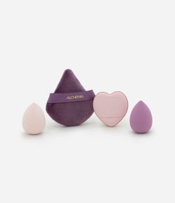 Kit Alchemia com 4 Esponjas de Maquiagem com Case Acrílico e Fitinha