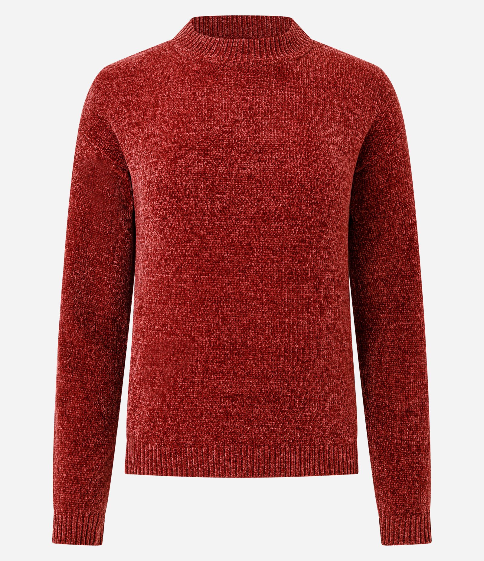 Blusa Slim em Tricô Chenille com Gola Redonda Vermelho 1