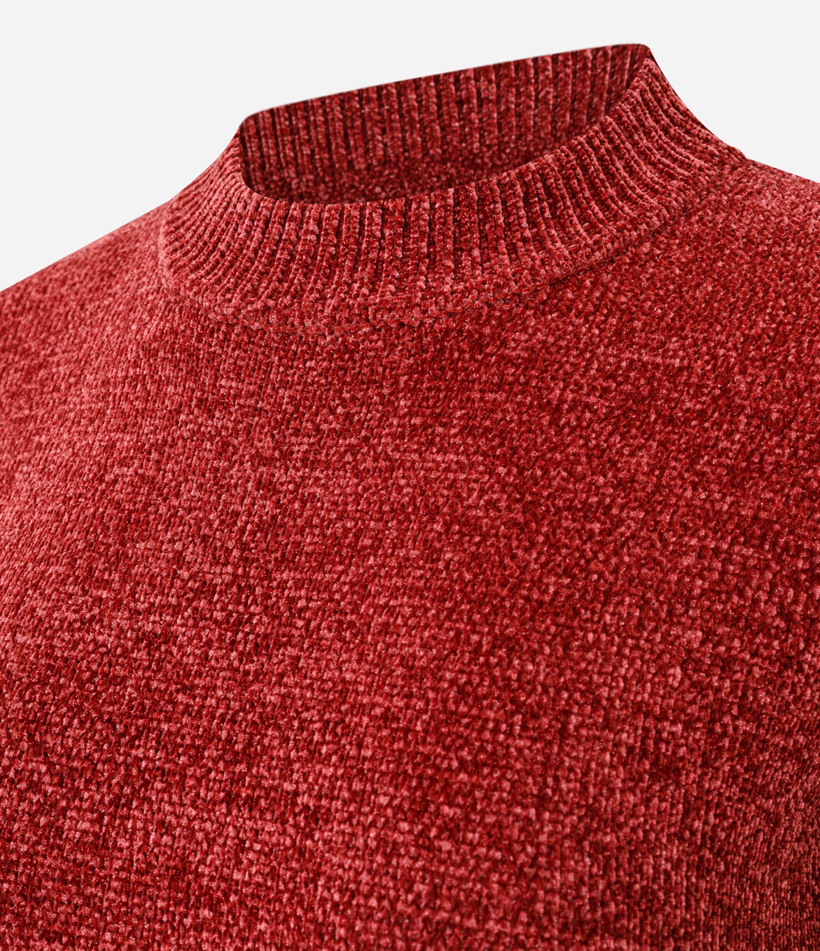 Blusa Slim em Tricô Chenille com Gola Redonda Vermelho 2
