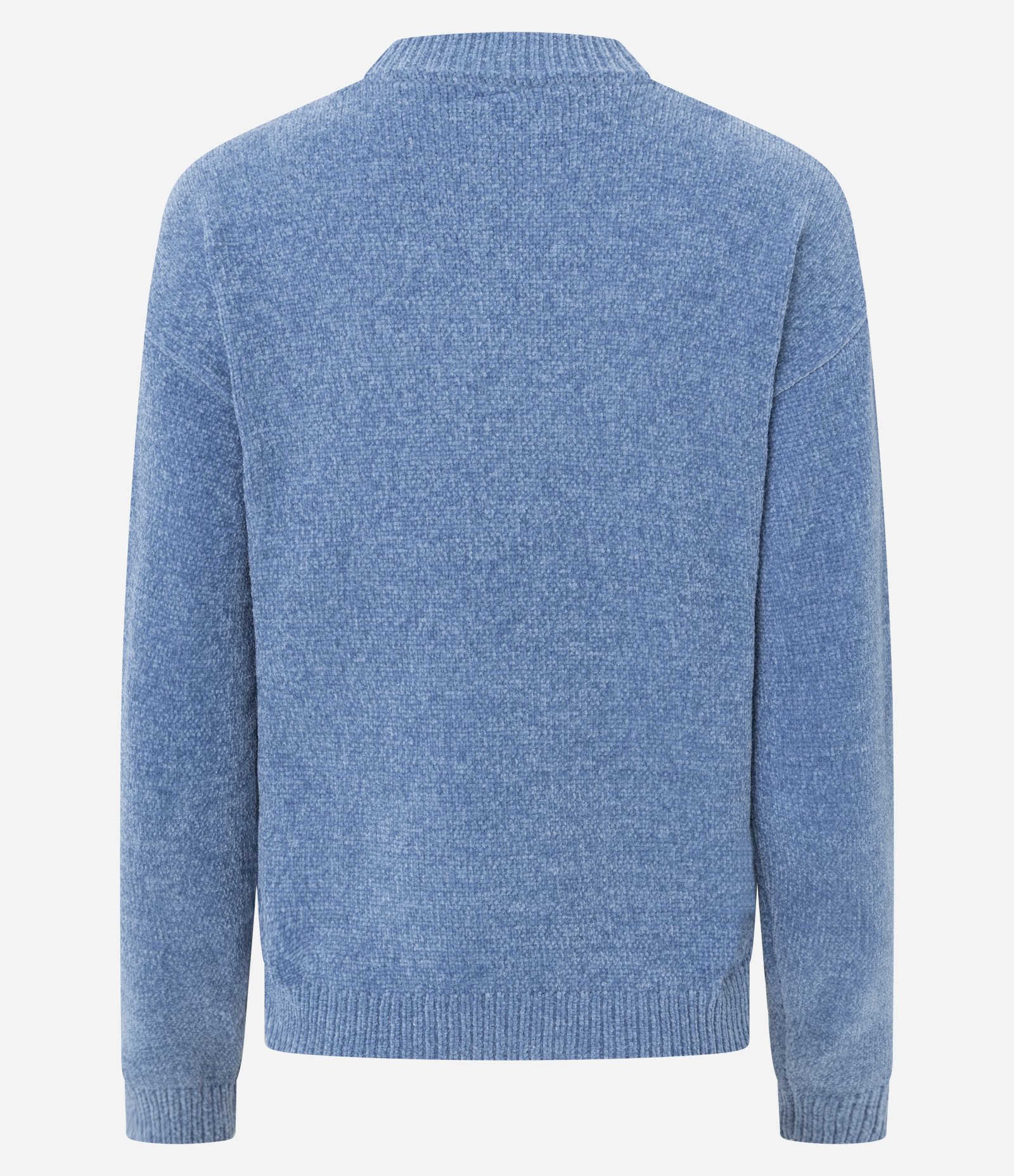Blusa Slim em Tricô Chenille com Gola Redonda Azul 3