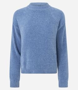 Blusa Slim em Tricô Chenille com Gola Redonda