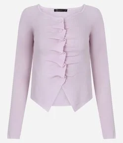 Blusa Manga Longa em Viscose com Botões e Detalhe Franzido