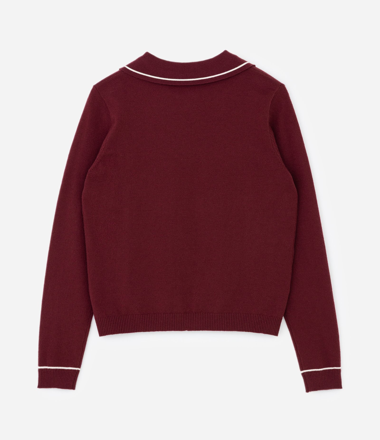 Suéter Slim em Tricô com Gola Polo e Detalhe Contrastante Vinho 2