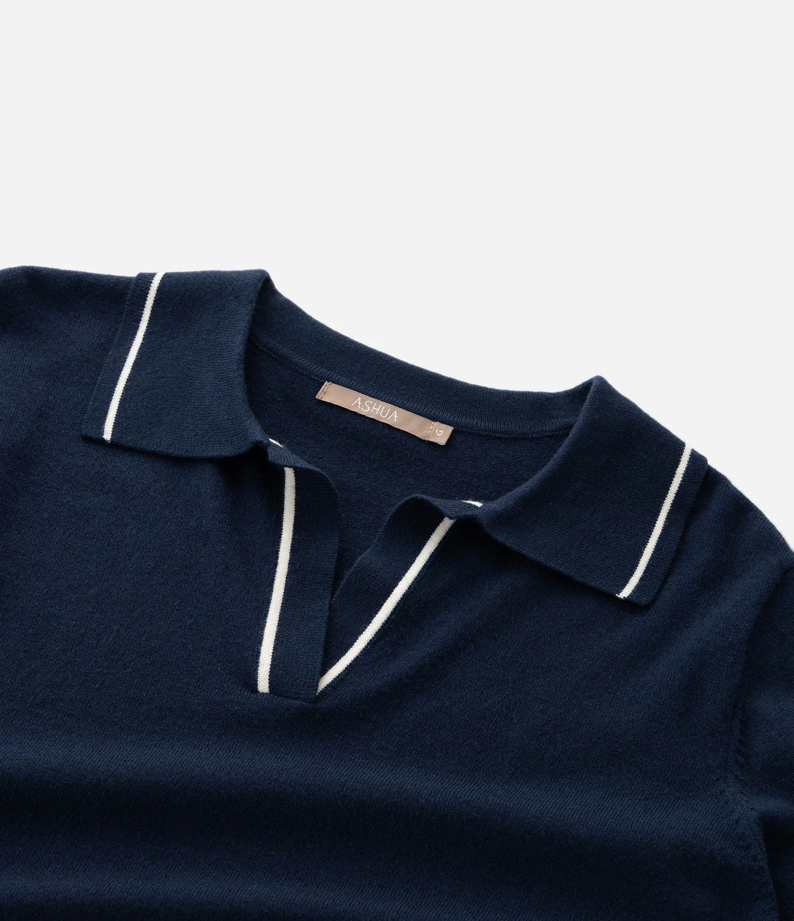 Suéter Slim em Tricô com Gola Polo e Detalhe Contrastante Azul Marinho 5