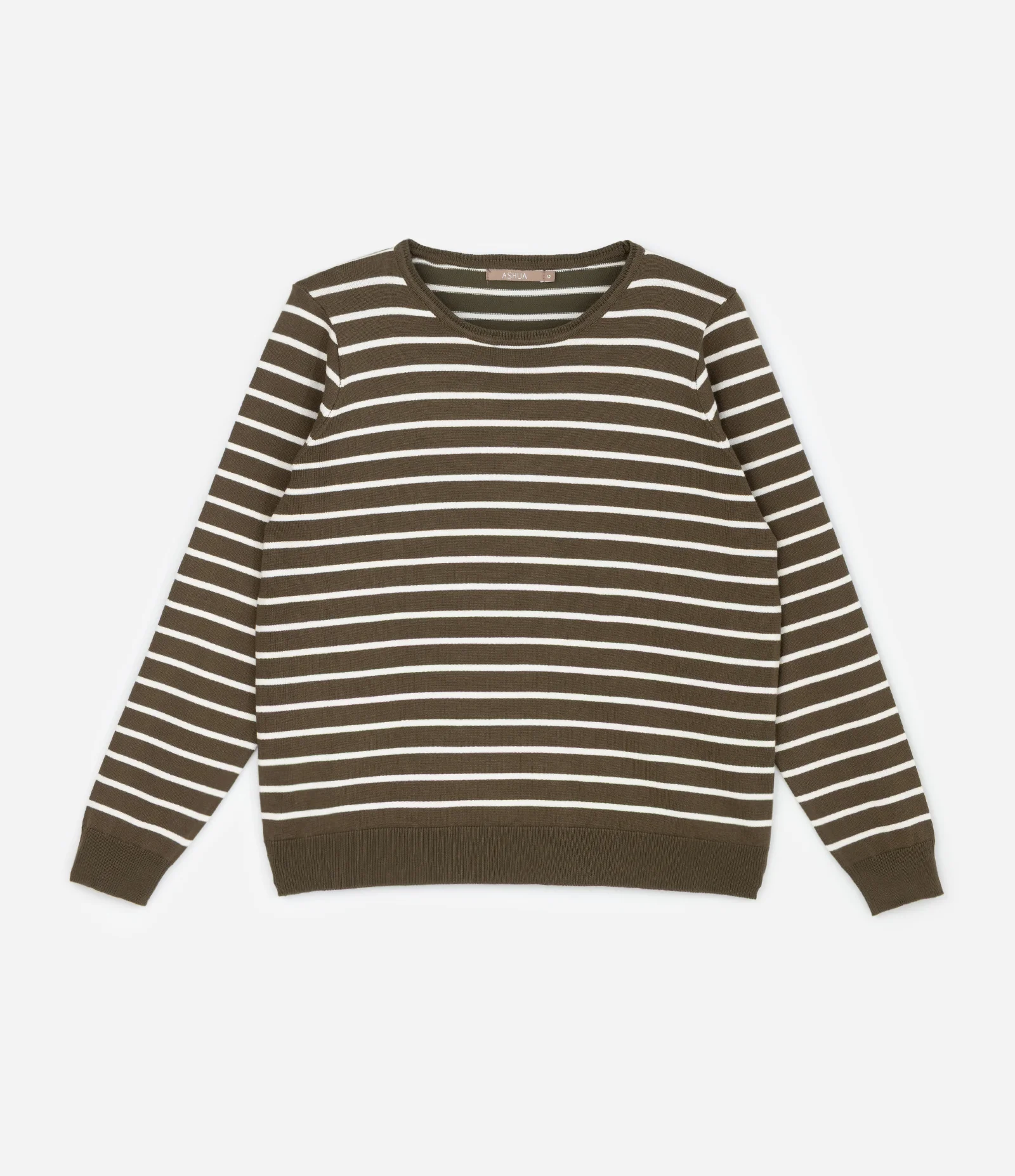 Suéter Regular em Tricô com Listras Curve & Plus Size Verde 1