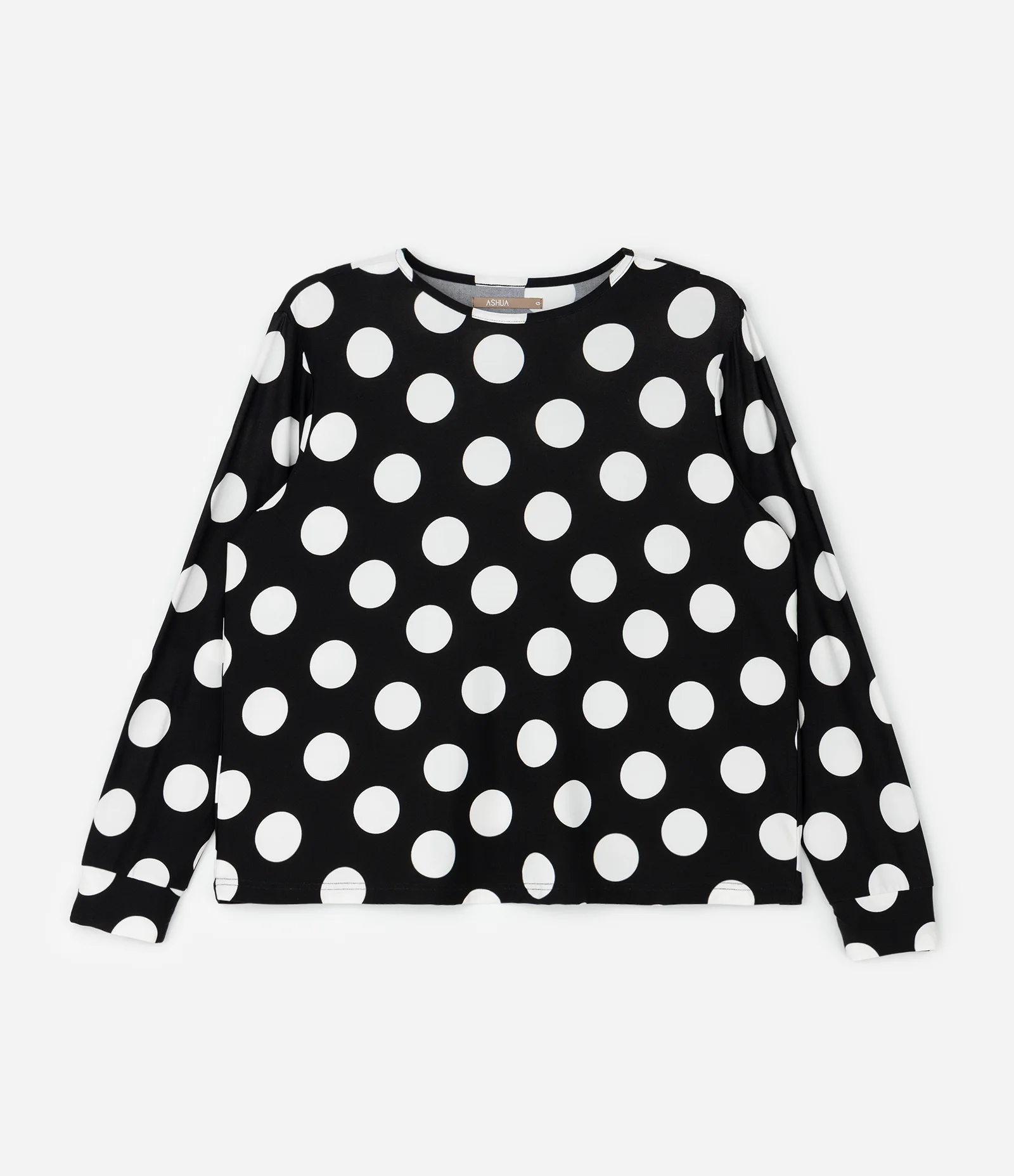 Pijama Longo Peach Touch com Estampa Poá Curve & Plus Size Branco/Preto 2