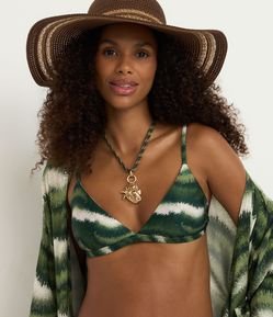 Biquíni Top Triângulo Fixo Em Microfibra Com Estampa Palmeira Real Buriti