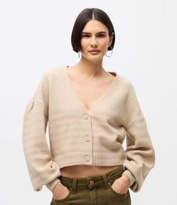 Cardigan em Tricô Listrado com Decote V