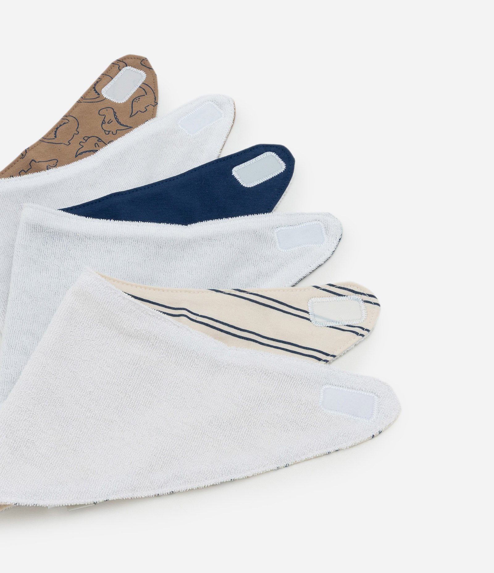 Kit 03 Babadores Infantis em Algodão com Estampas Variadas – Tam U Bege/Azul/Marrom 2