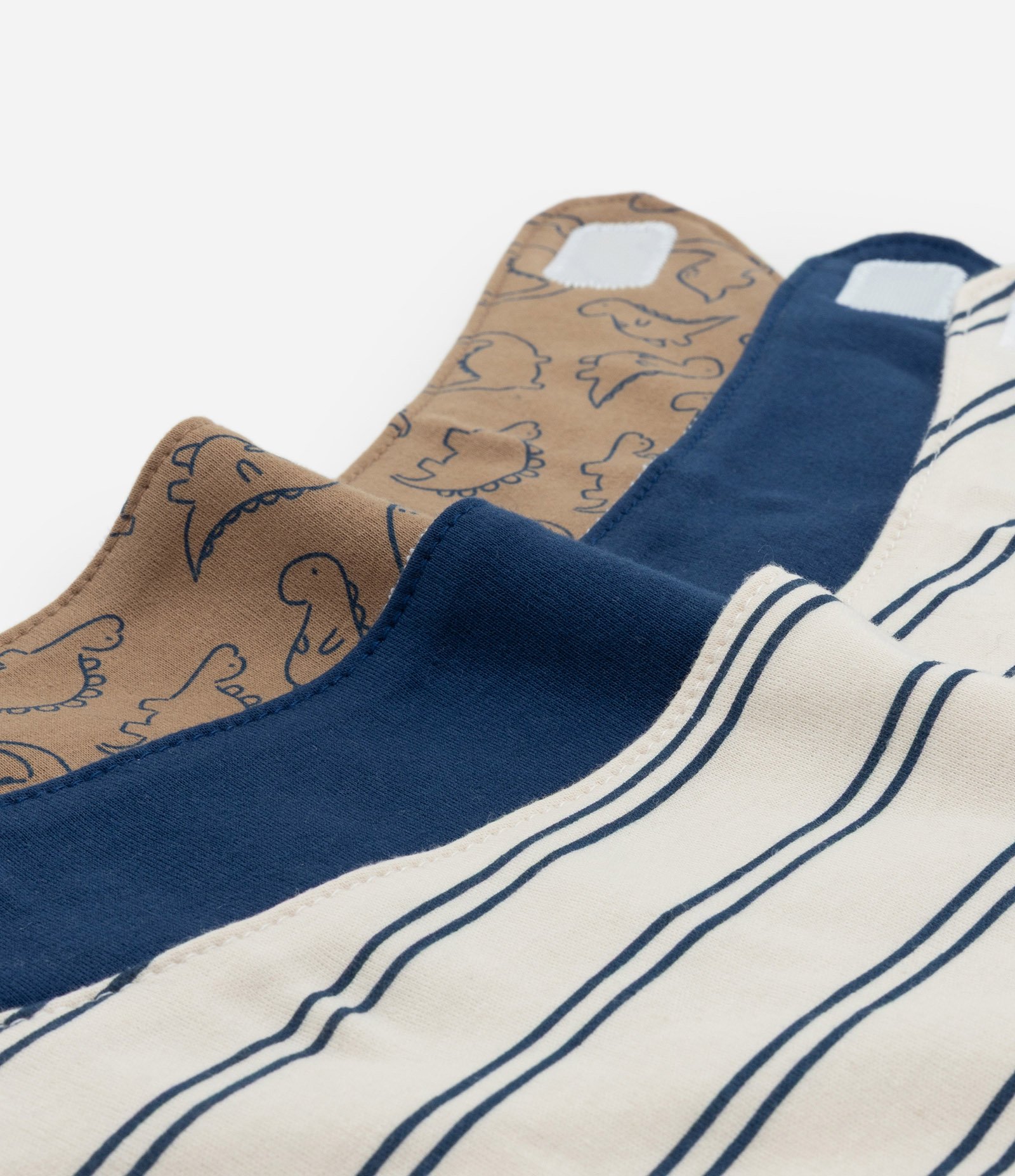 Kit 03 Babadores Infantis em Algodão com Estampas Variadas – Tam U Bege/Azul/Marrom 3