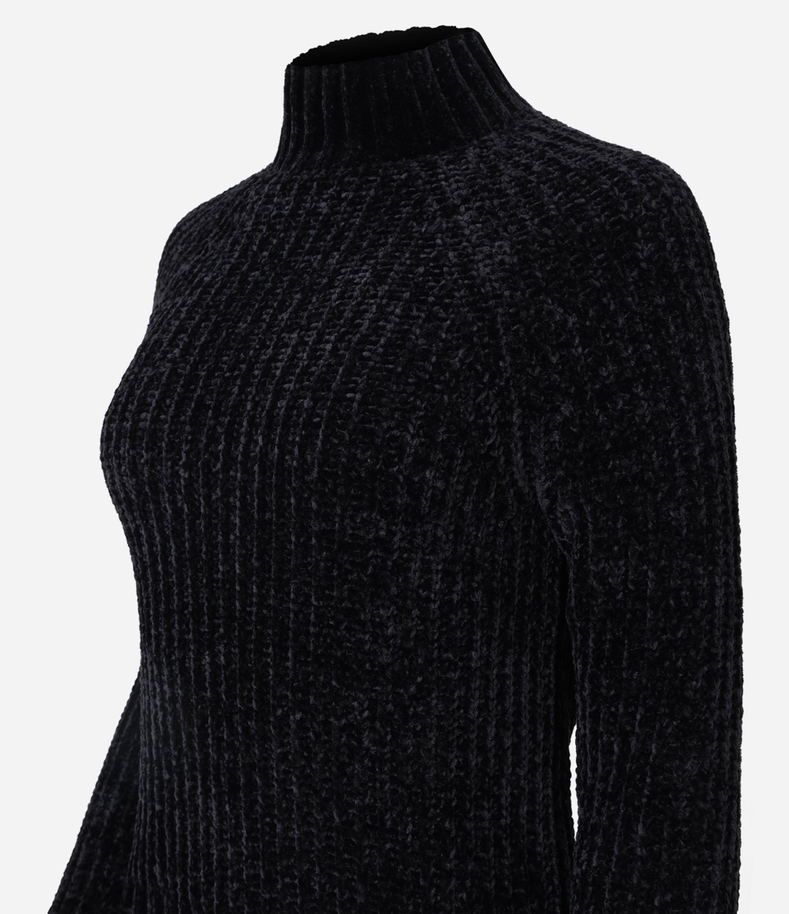 Blusão Gola Alta em Tricô Preto 2