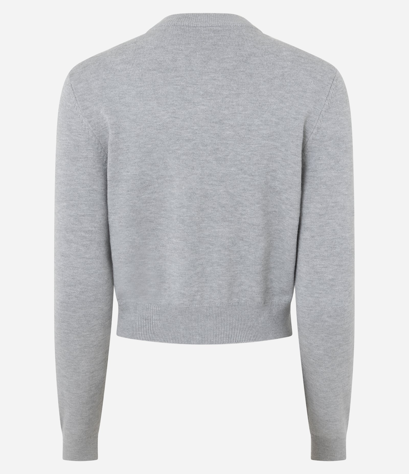 Cardigan Curto em Tricô com Bordados de Cereja Cinza 7