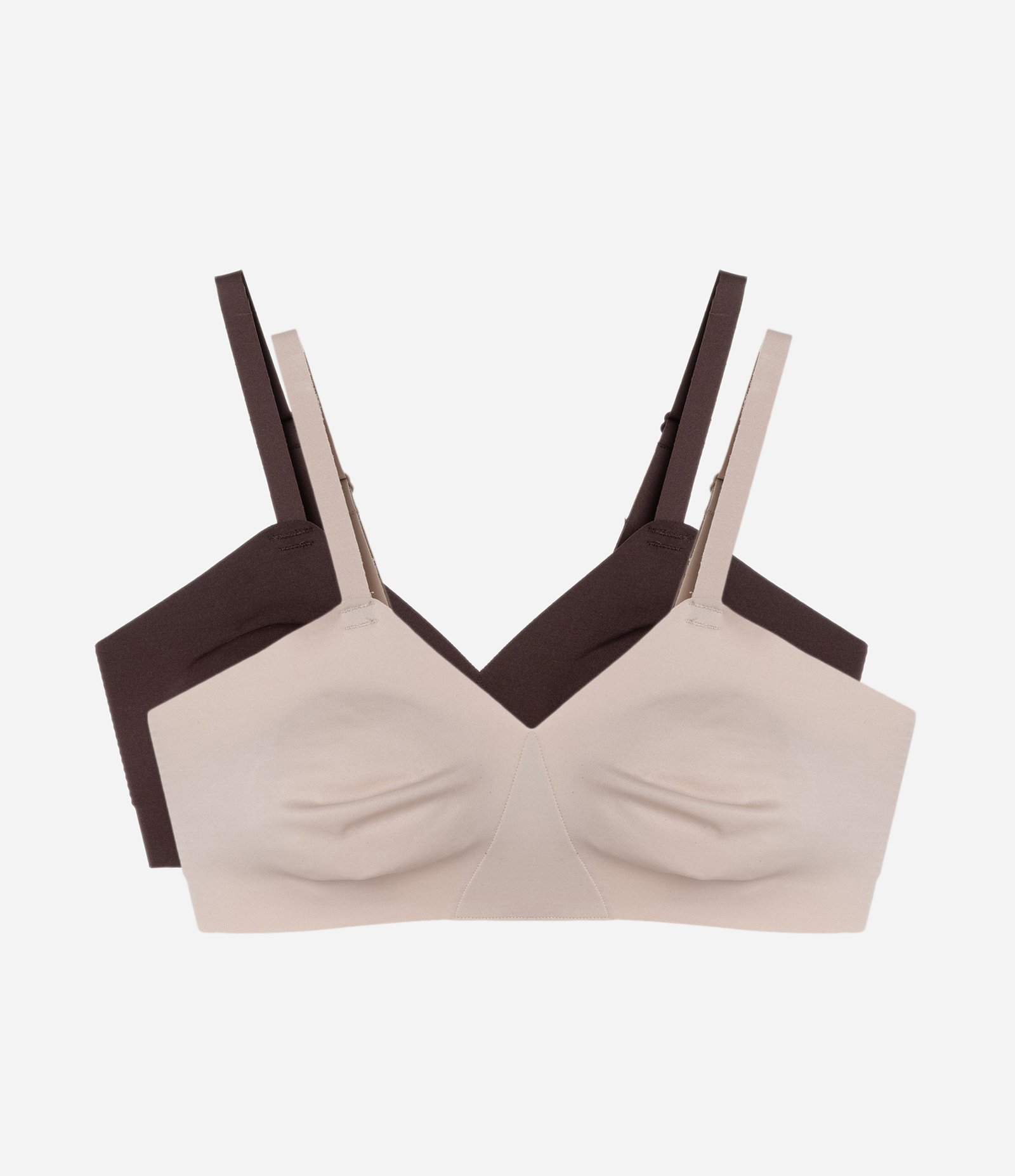 Kit 02 Sutiã sem Bojo sem Aro em Microfibra Delrio Marrom/Bege 1
