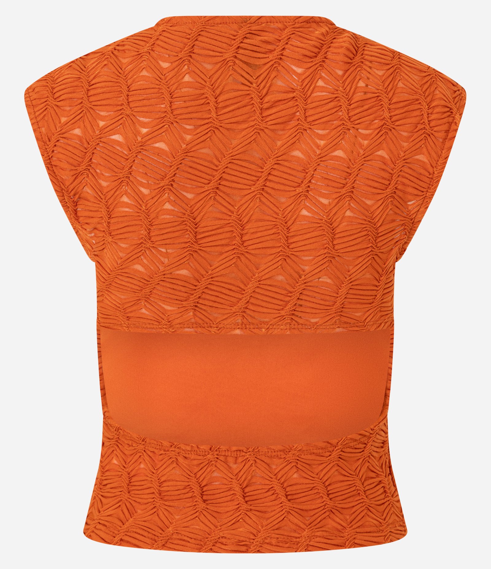 Blusa Texturizada com Abertura nas Costas Laranja 6