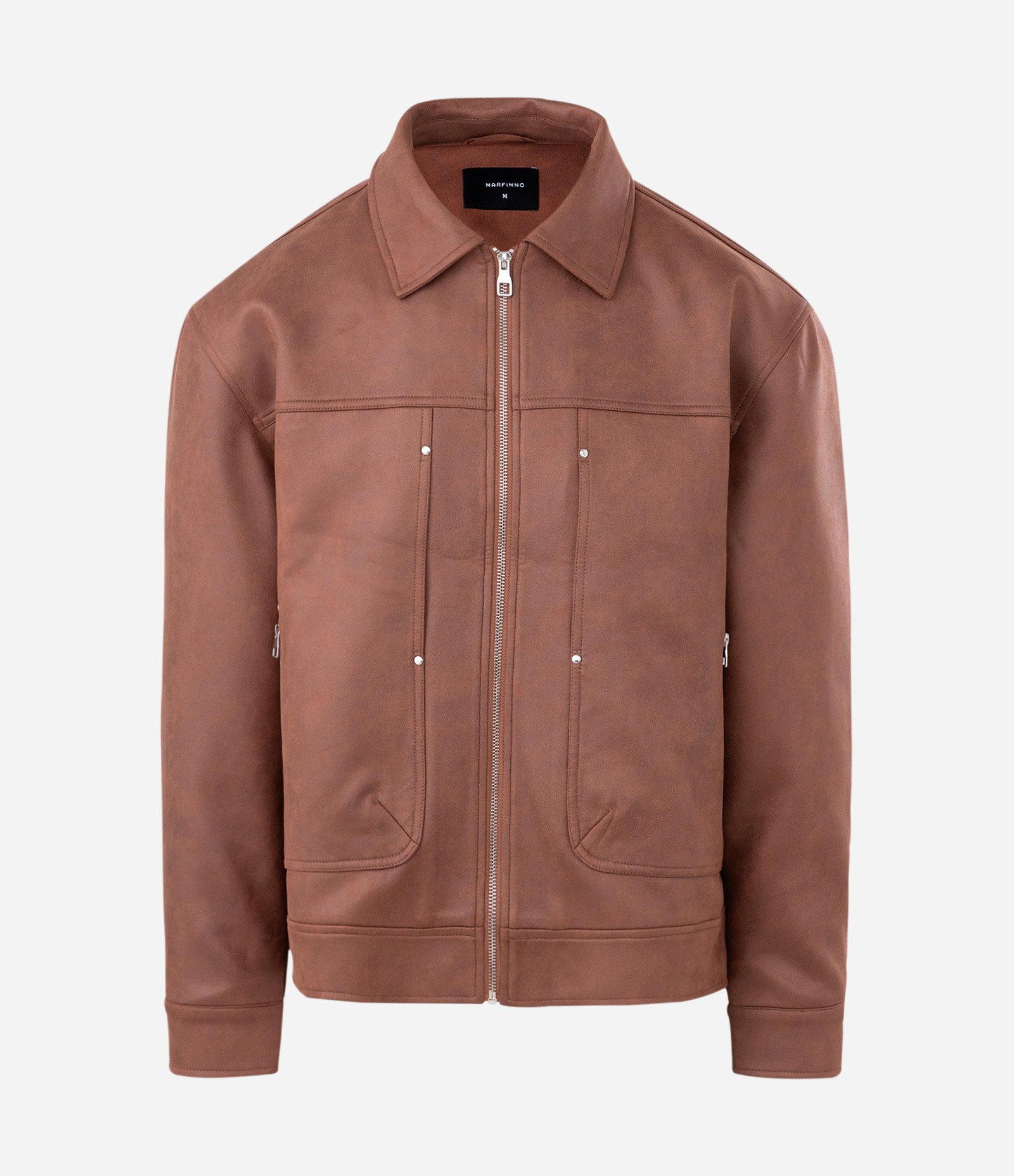 Jaqueta Suede Liso com Zíper Marrom 6