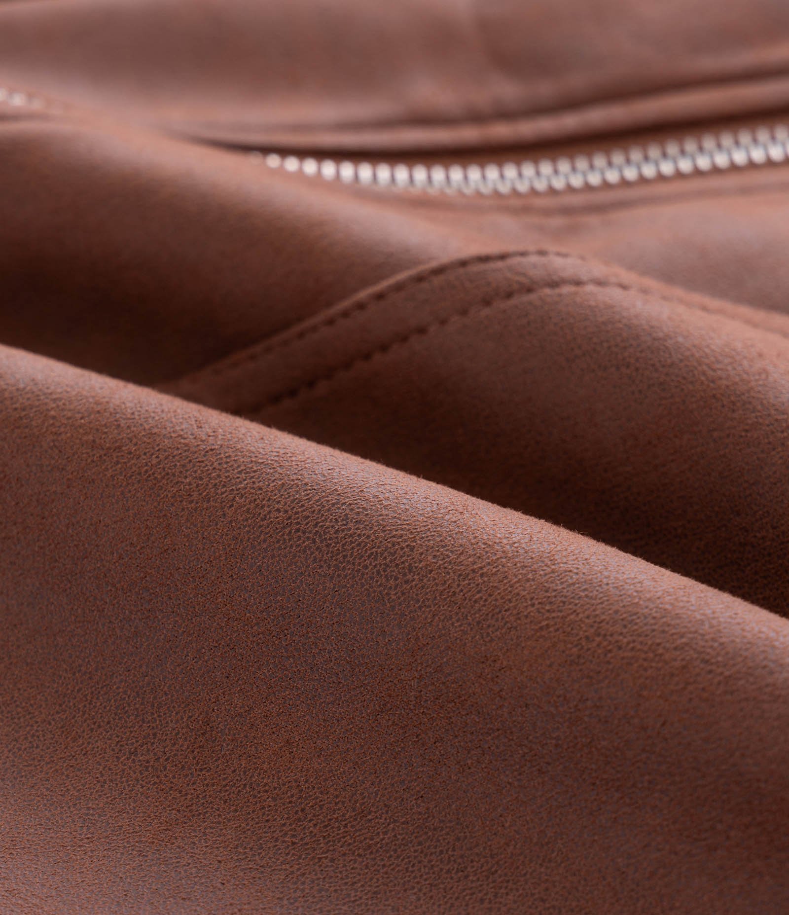 Jaqueta Suede Liso com Zíper Marrom 8
