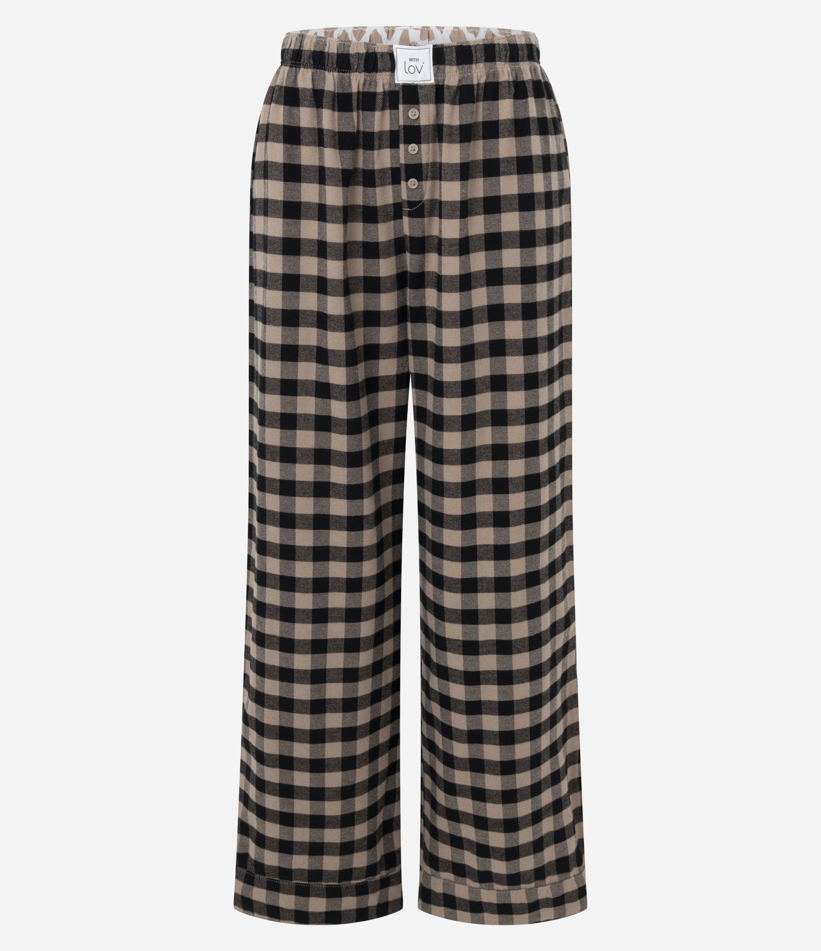 Calça de Pijama em Flanela Xadrez Marrom 5