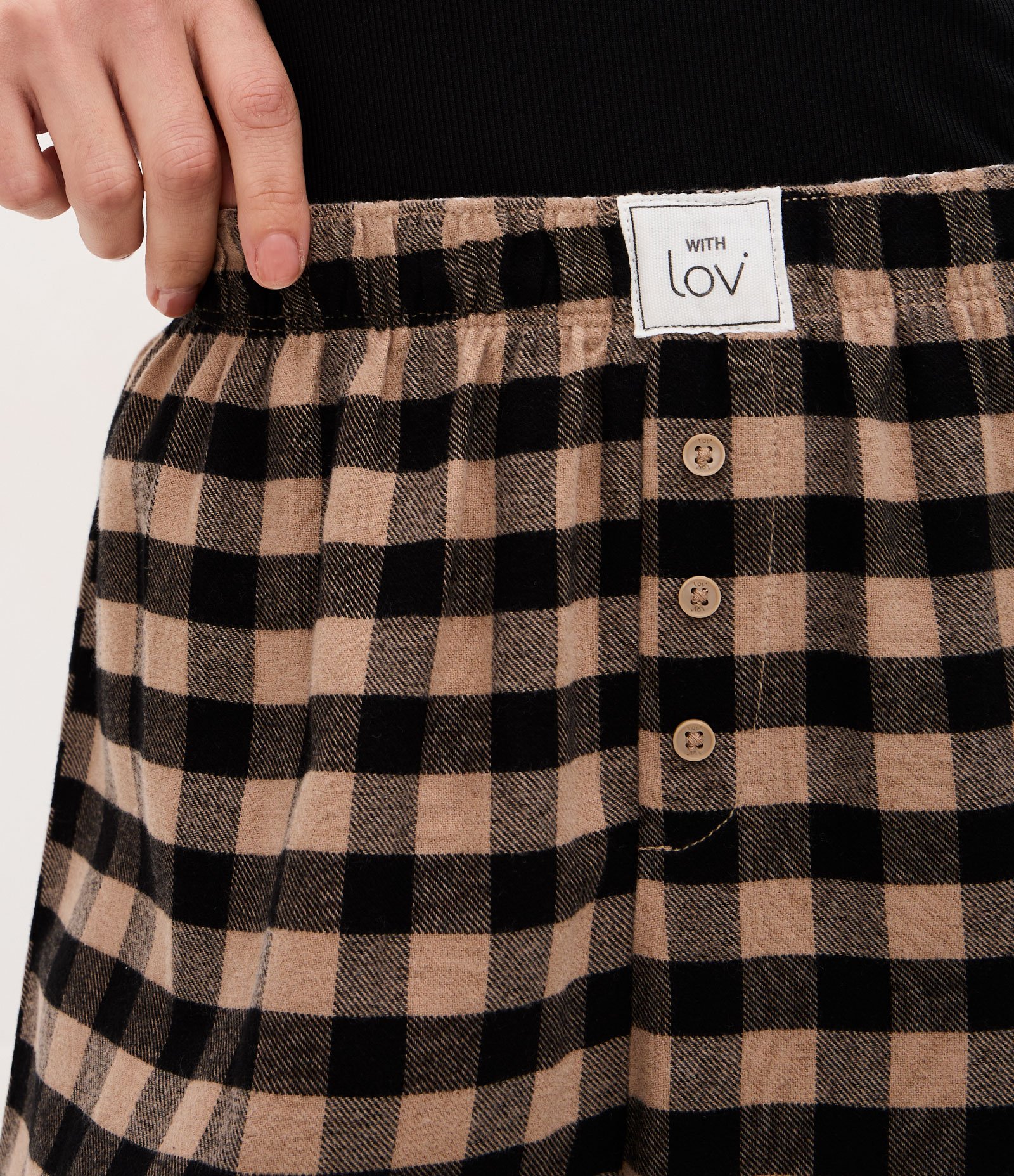 Calça de Pijama em Flanela Xadrez Marrom 3