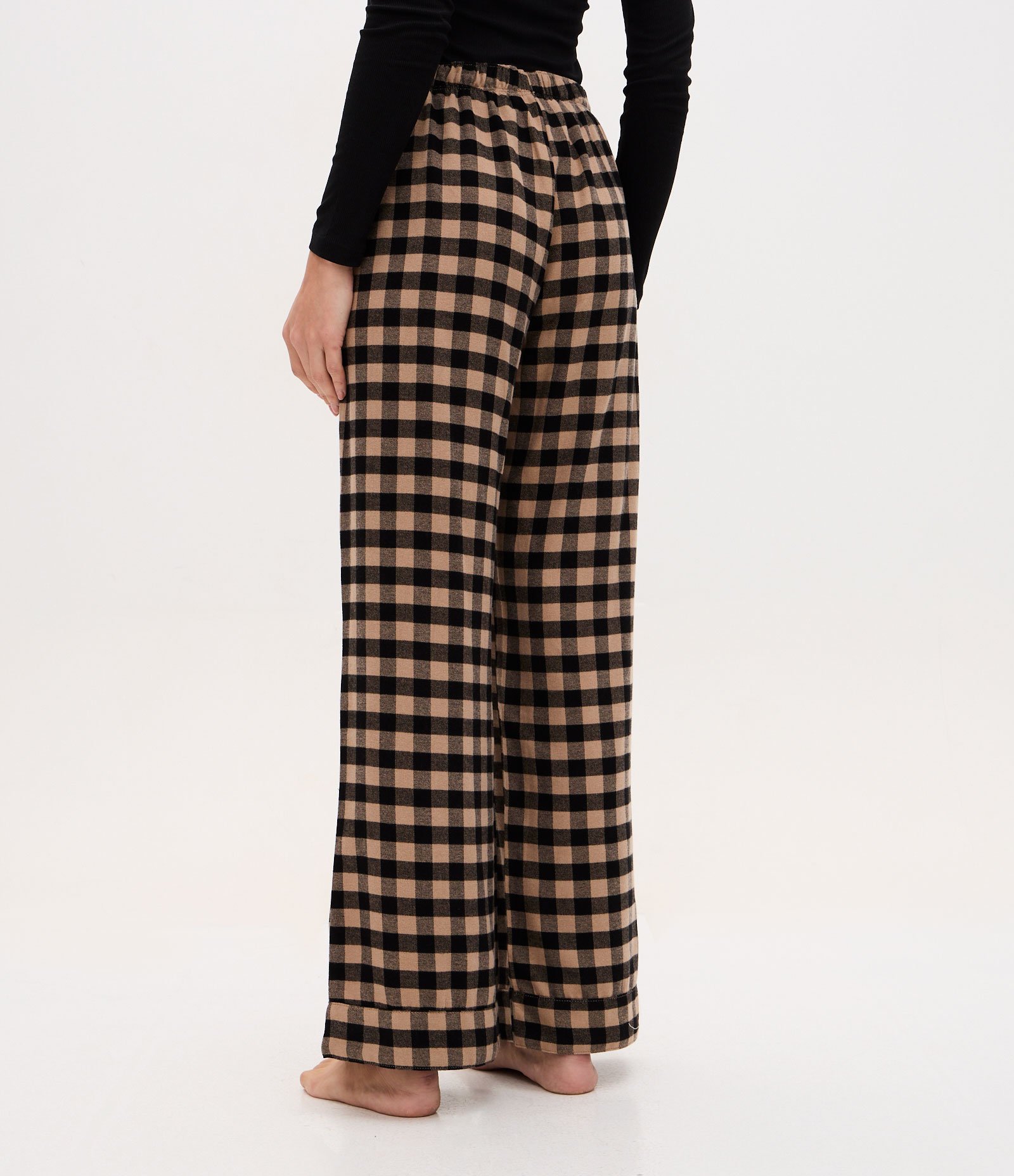 Calça de Pijama em Flanela Xadrez Marrom 4