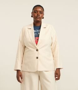 Blazer Alfaiatado com Estampa de Listras Curve & Plus Size