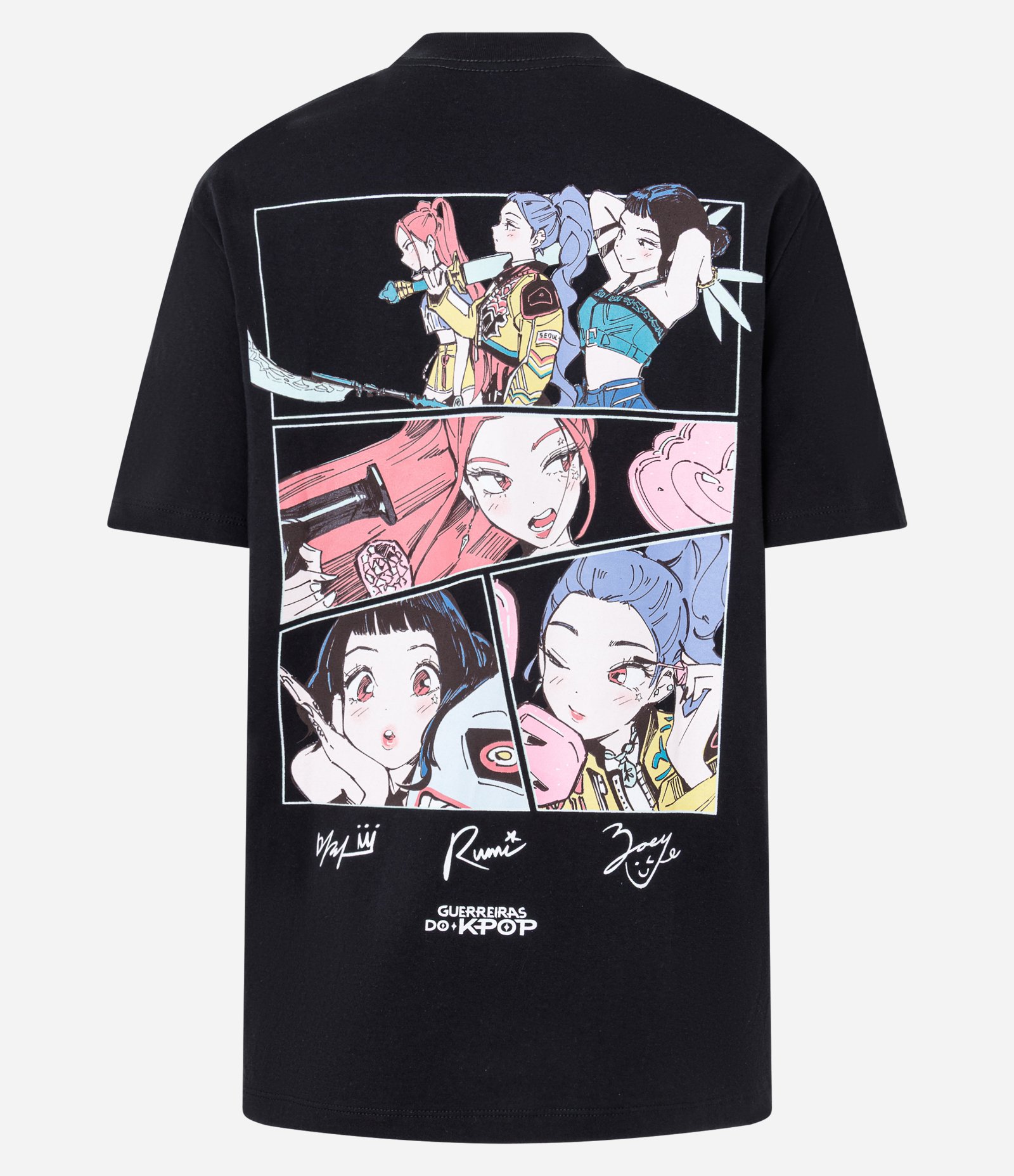 Camiseta T-shirt das Huntrux Guerreiras do Kpop Preto 6