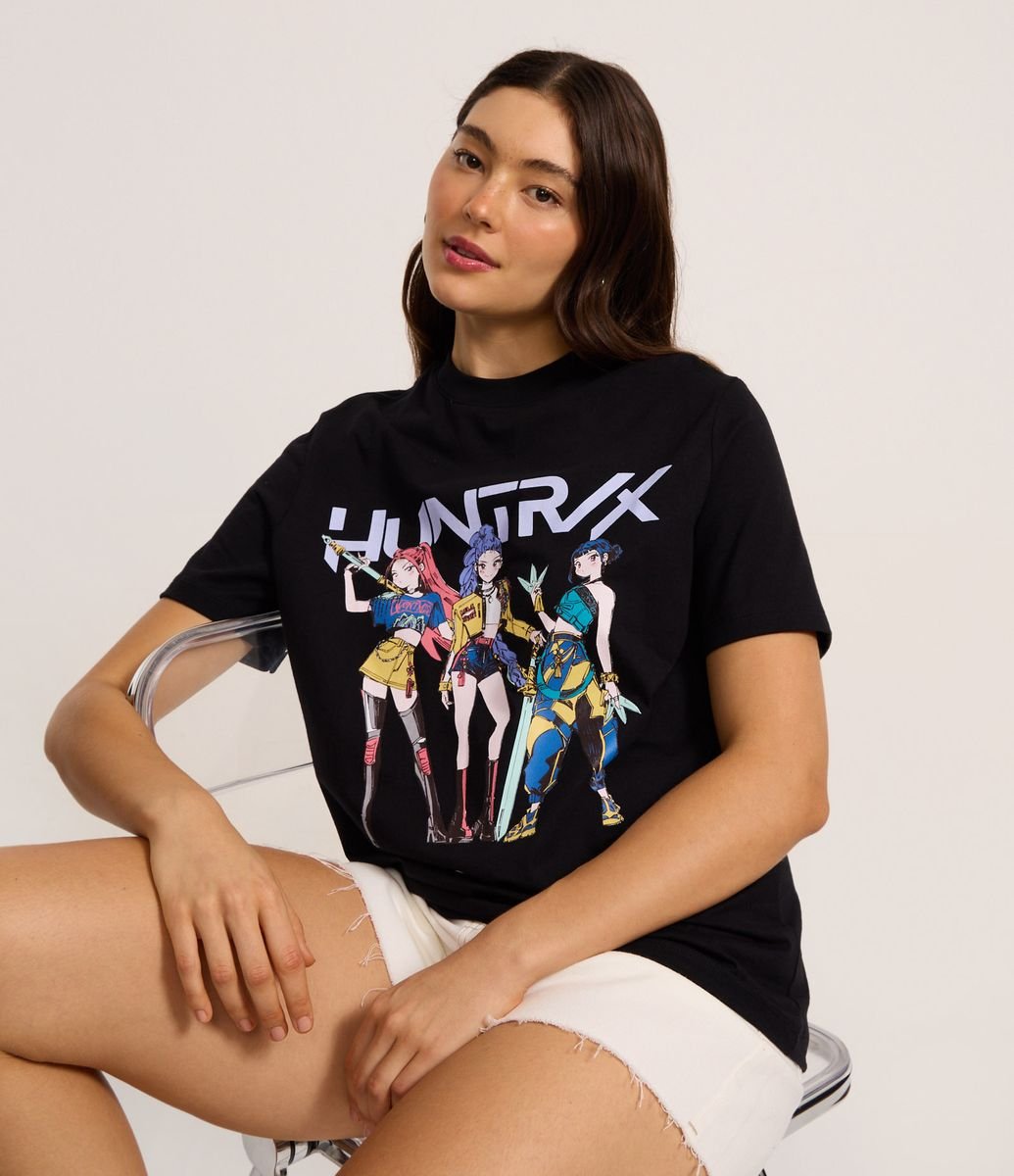 Camiseta das Huntrix Guerreiras do Kpop Preto