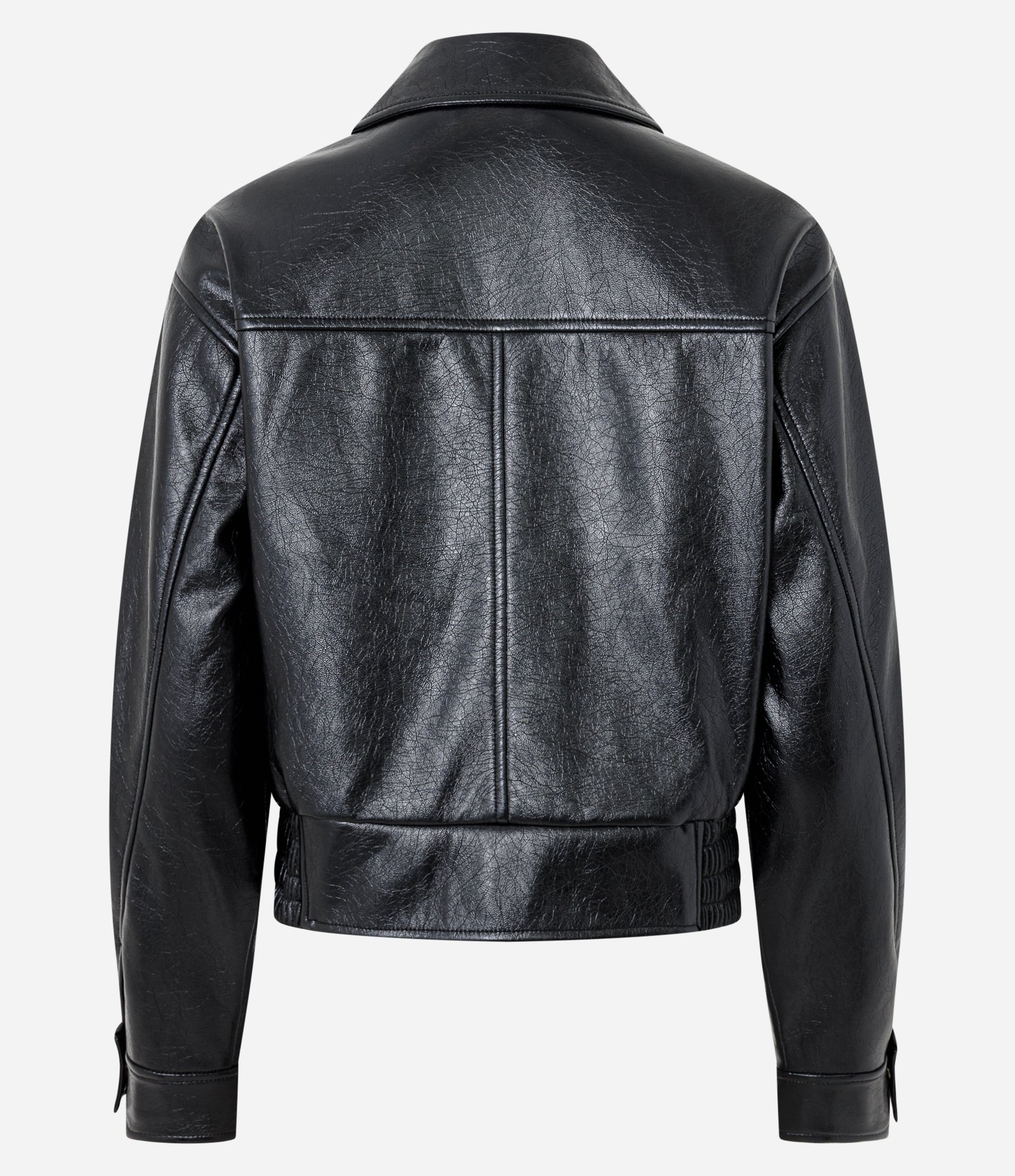 Jaqueta Bomber em PU com Elástico na Barra Preto 2