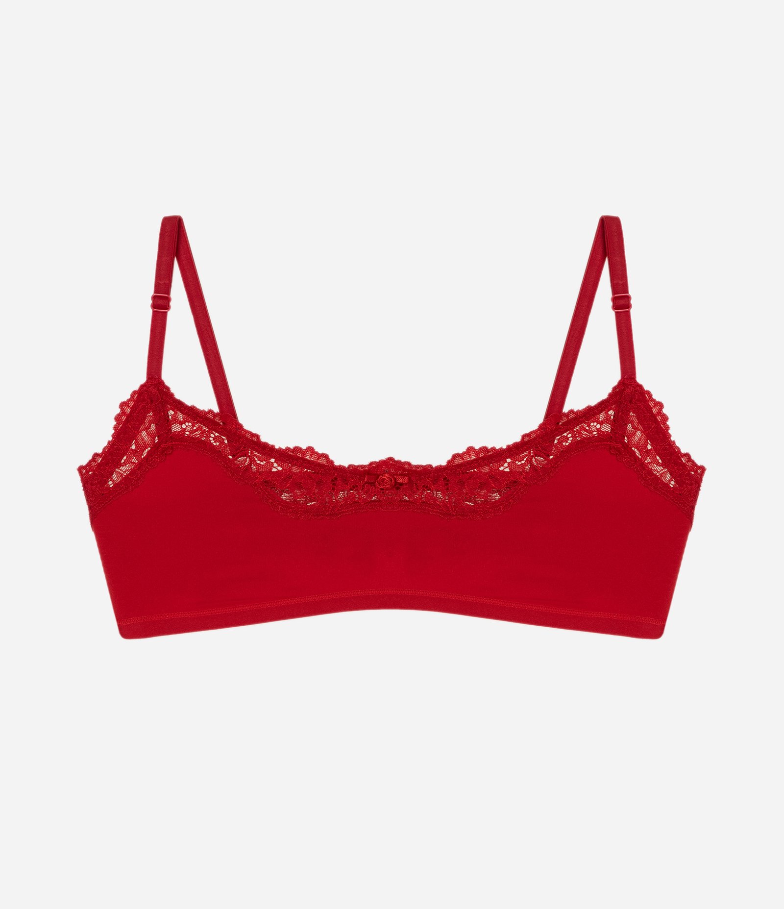 Sutiã Top Sem Bojo em Microfibra com Renda Vermelho 5