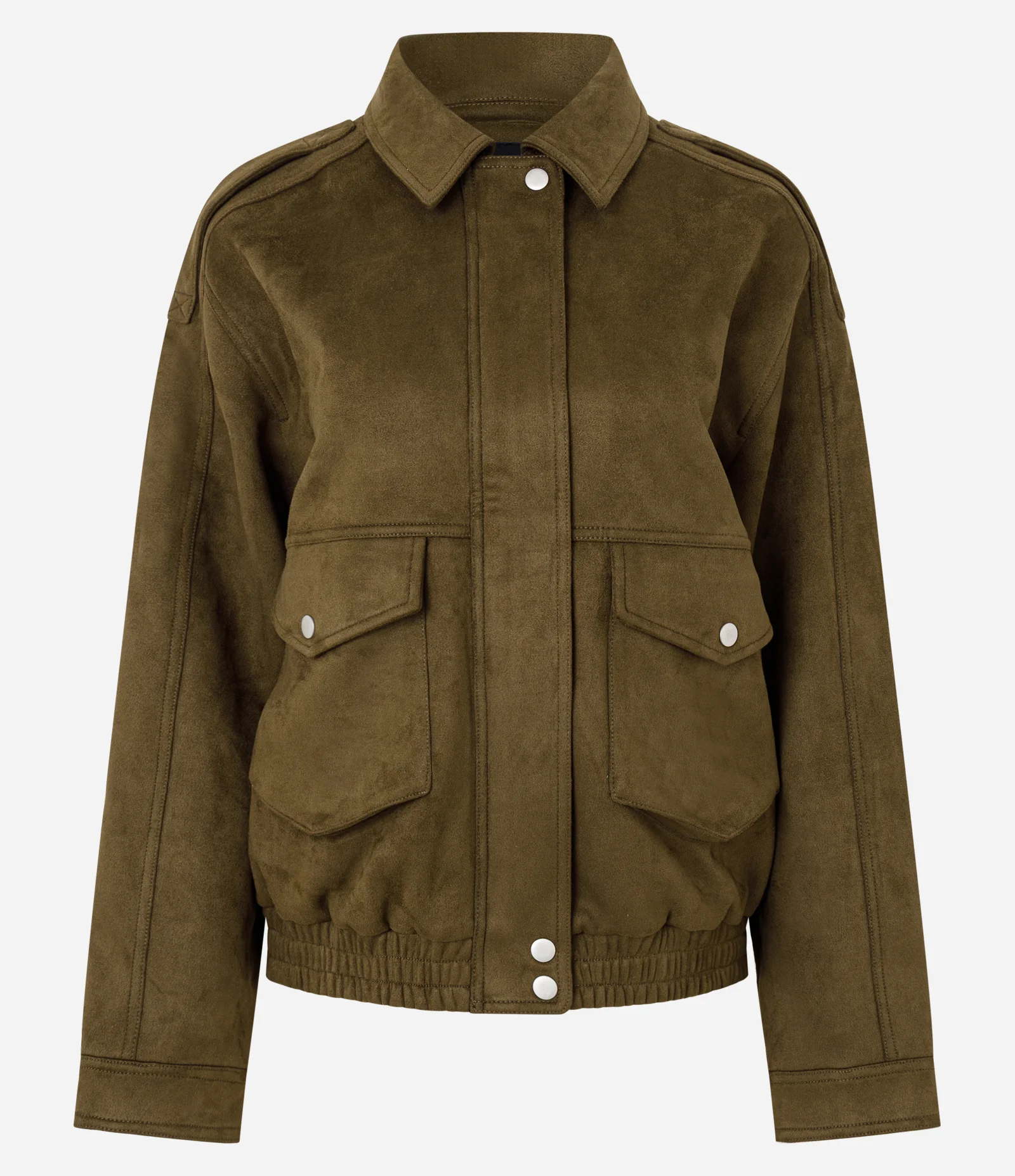 Jaqueta em Suede com Bolsos Verde 6